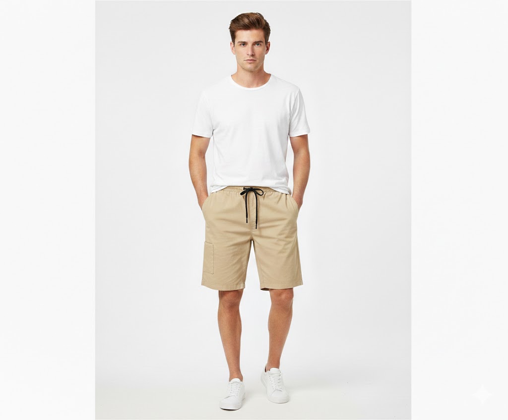 شلوارک کتان کرمی کد ۱۰۴